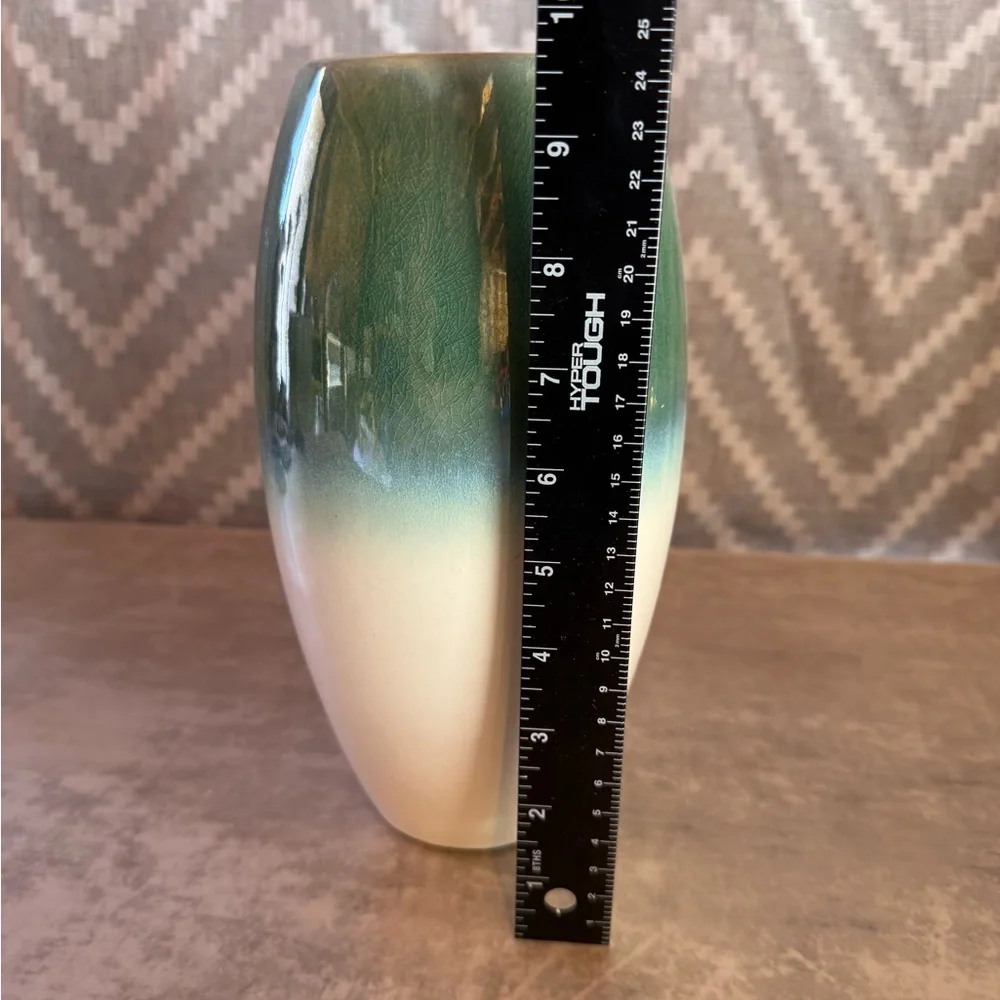 Green and White Ombre Ceramic Vase